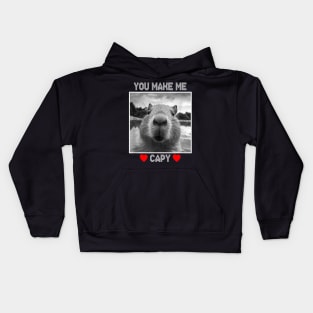 You Make Me Capy Happy valentine's day Capybara Kids Hoodie